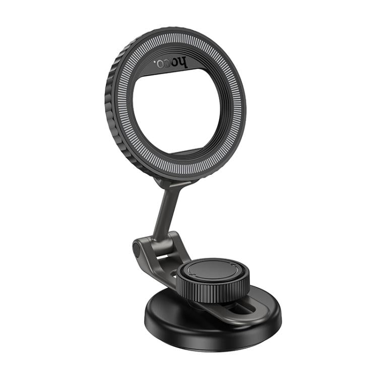 hoco H77 View Center Console Folding Magnetic Ring Car Phone Holder - Black Grey