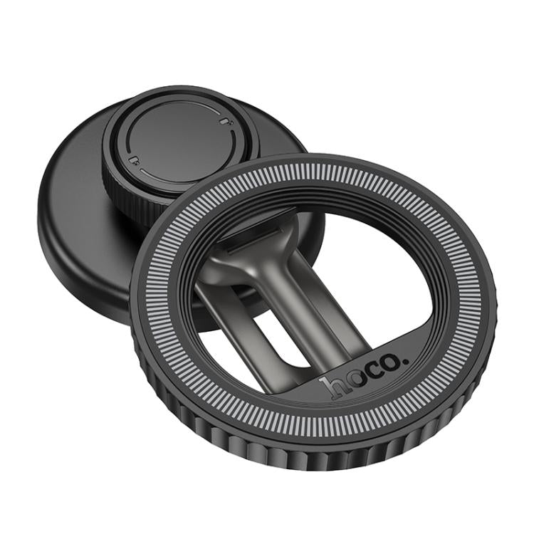 hoco H77 View Center Console Folding Magnetic Ring Car Phone Holder - Black Grey