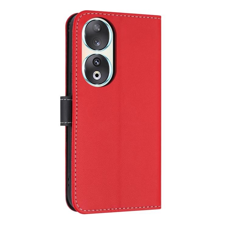 For Honor 90 5G Metal Bow Leather Phone Case with Hand Strap