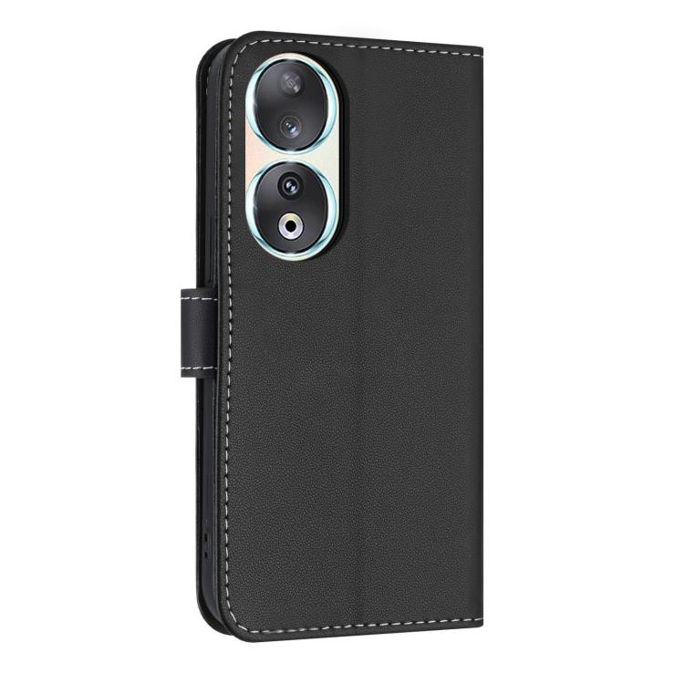 For Honor 90 5G Metal Bow Leather Phone Case with Hand Strap
