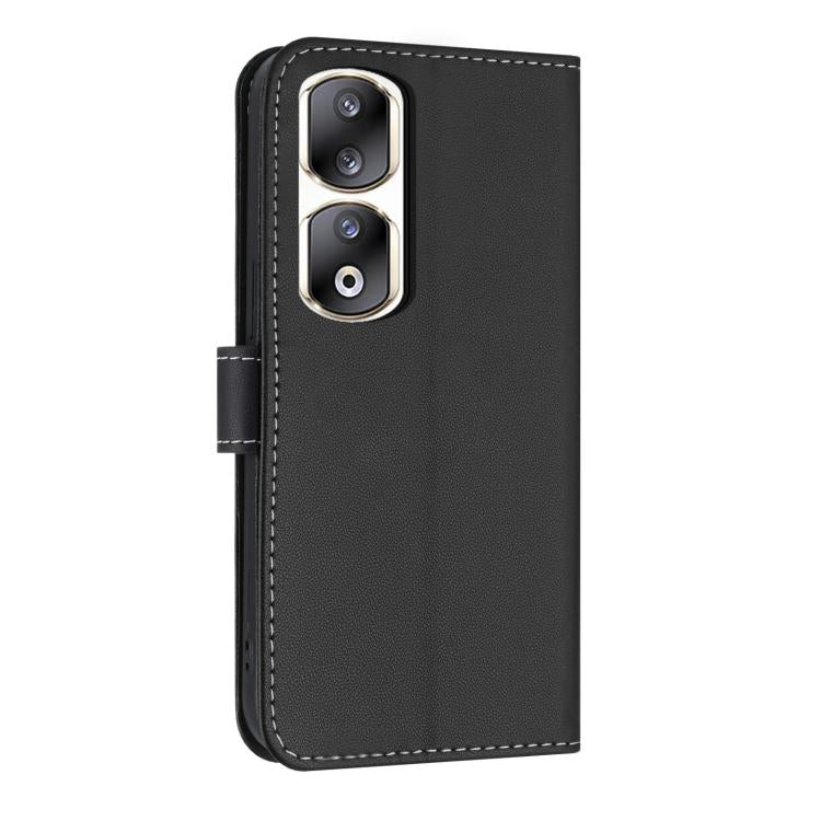 For Honor 90 Pro 5G Metal Bow Leather Phone Case with Hand Strap