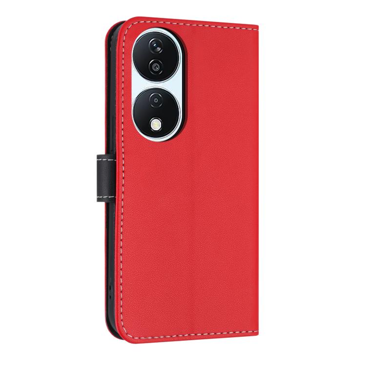 For Honor X7b 5G Global Metal Bow Leather Phone Case with Hand Strap