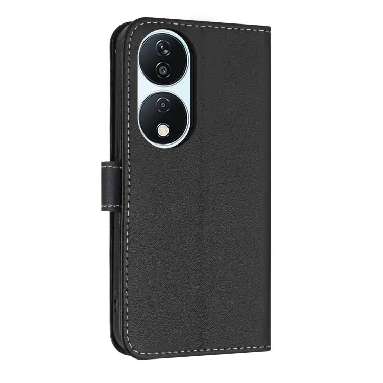 For Honor X7b 5G Global Metal Bow Leather Phone Case with Hand Strap
