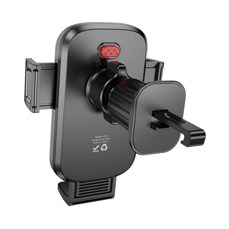 hoco H78 Vista Air Outlet Push-type Car Phone Holder - Black Grey
