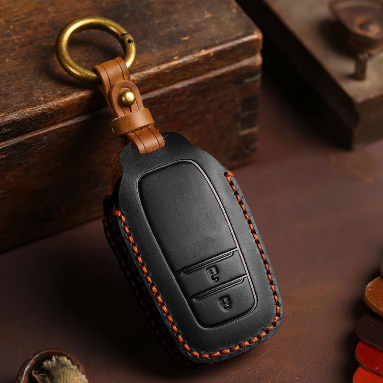 For Toyota Corolla 3-button B111 Crazy Horse Cowhide Car Key Protection Cover