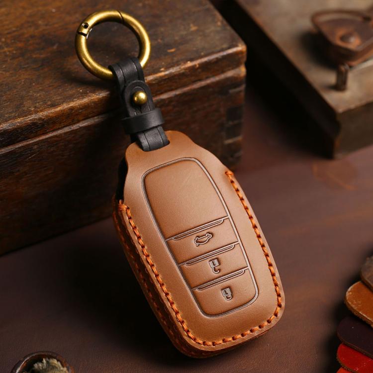 For Toyota Corolla 3-button B111 Crazy Horse Cowhide Car Key Protection Cover