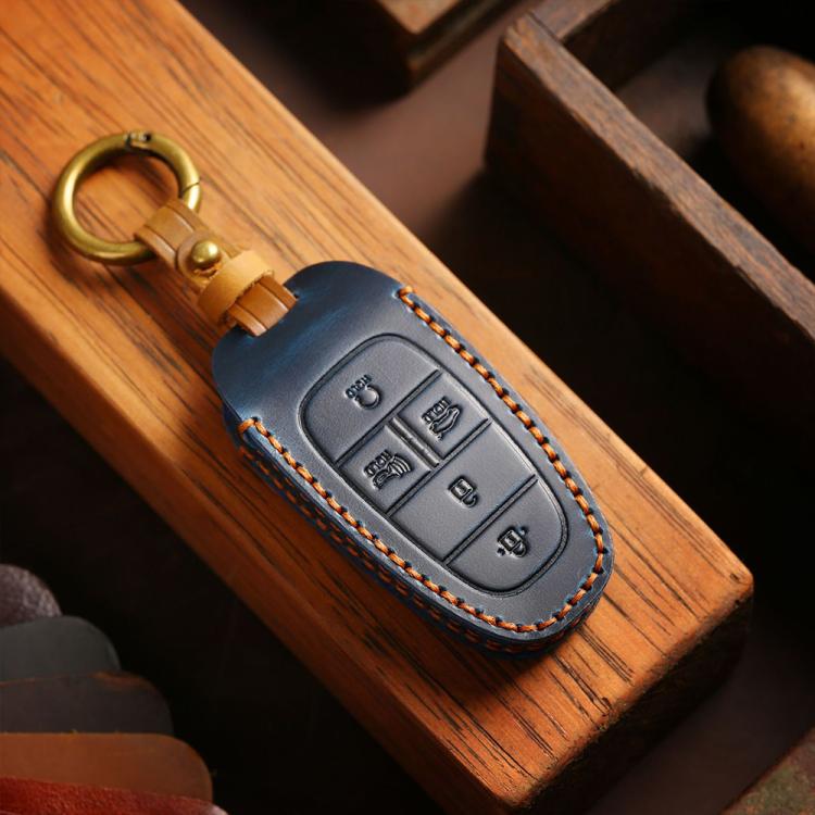 For Hyundai Staria / Sonata 4-button B122 Crazy Horse Cowhide Car Key Protection Cover