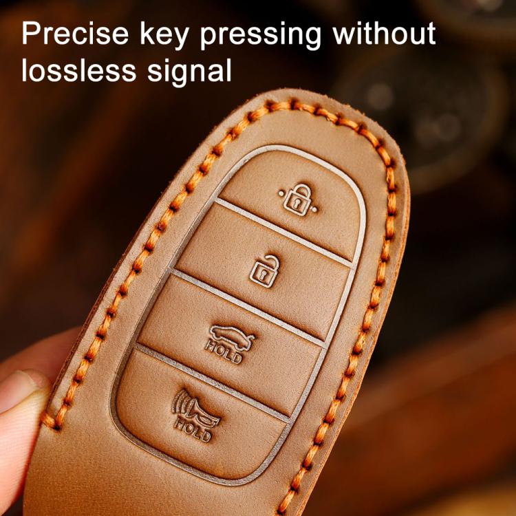 For Hyundai Staria / Sonata 7-button B124 Crazy Horse Cowhide Car Key Protection Cover