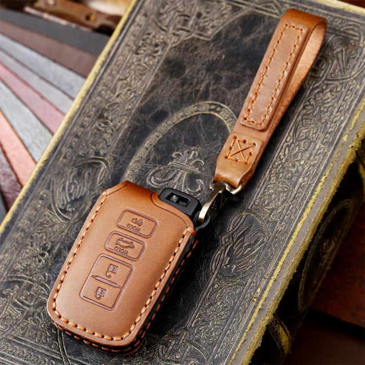 For Toyota North American 4-button C011 Crazy Horse Cowhide Car Key Protection Cover