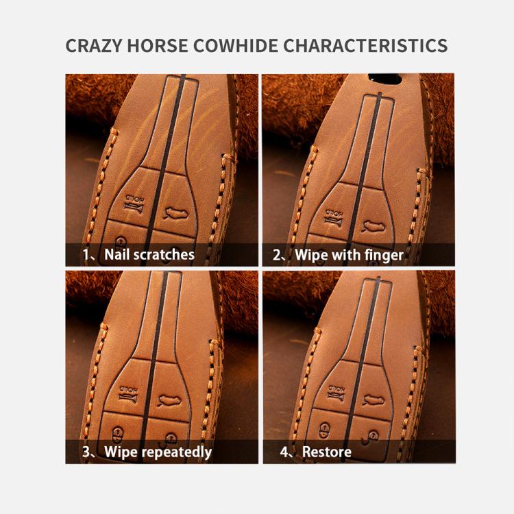 For Toyota North American 4-button C011 Crazy Horse Cowhide Car Key Protection Cover