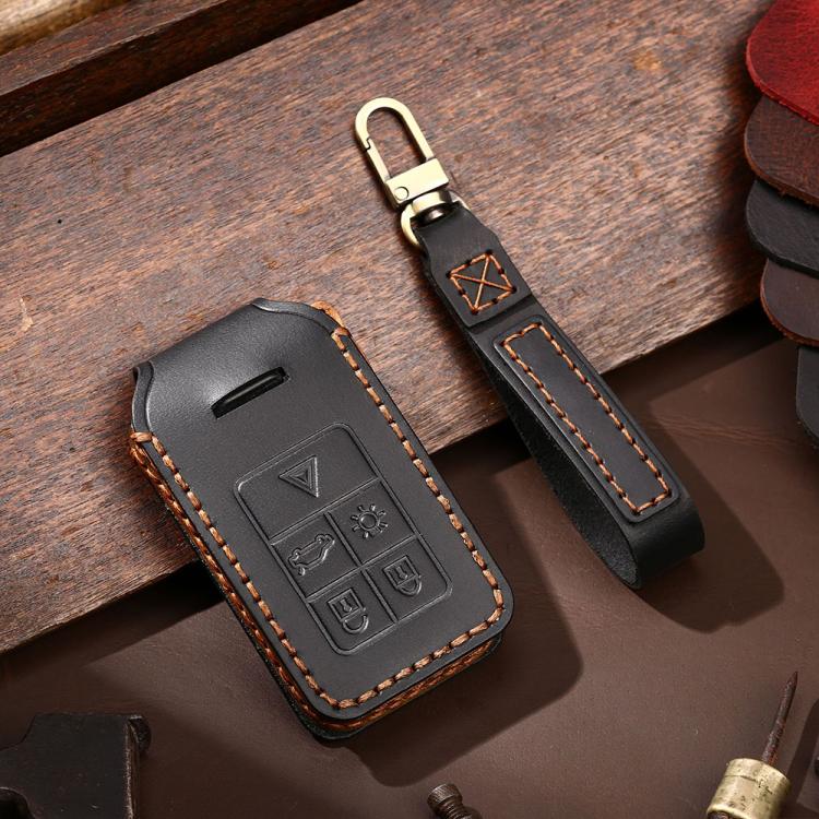 For Volvo XC60 / XC90 / S90 6-button C047 Crazy Horse Cowhide Car Key Protection Cover