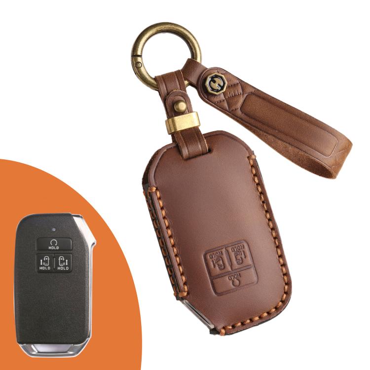 For Kia Carnival SX Hallmo E171 Crazy Horse Cowhide Car Key Protection Cover