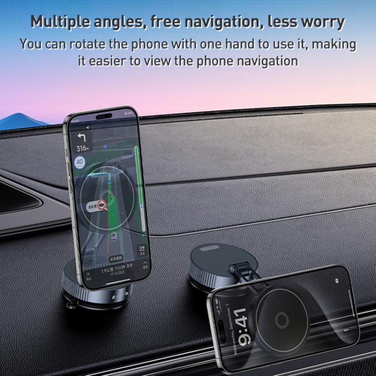 Q11 Vacuum Adsorption Foldable Magnetic Car Holder - Black