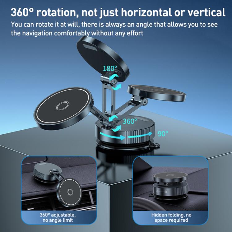 Q11 Vacuum Adsorption Foldable Magnetic Car Holder - Black
