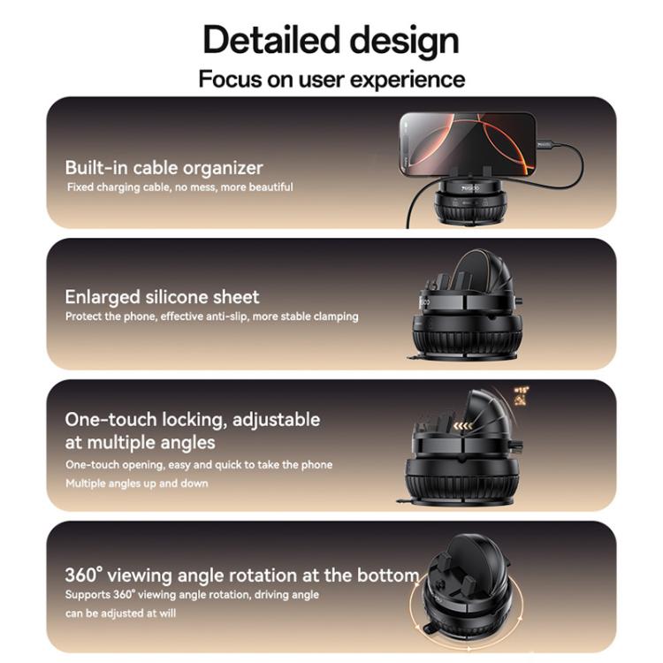 Yesido C272 360 Degree Rotating Car Center Console Phone Holder - Black