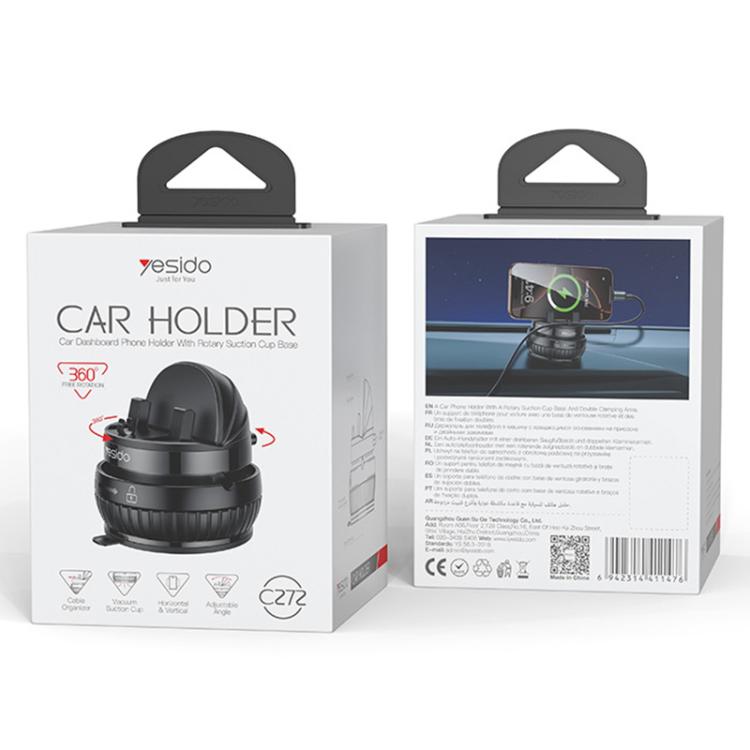 Yesido C272 360 Degree Rotating Car Center Console Phone Holder - Black