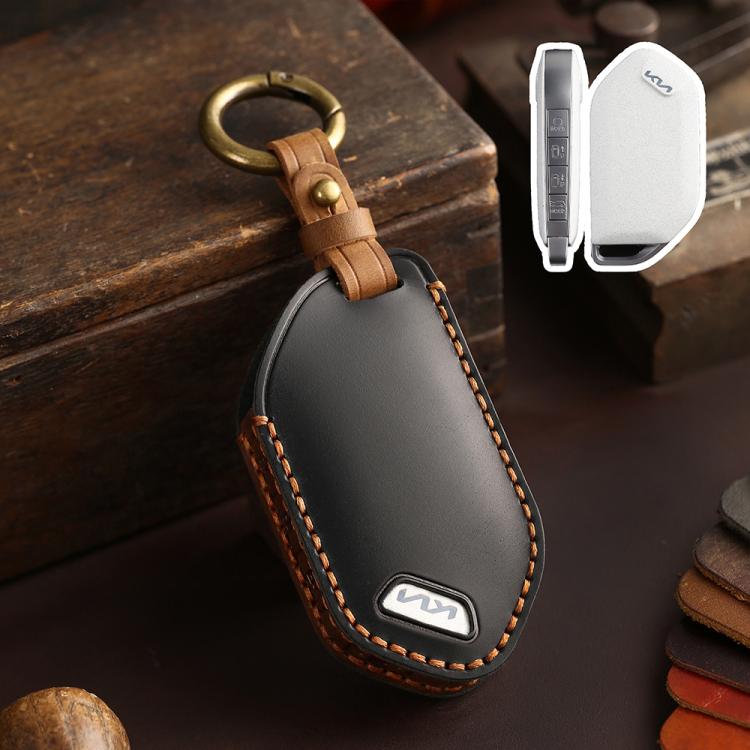 For Kia K3 / K5 2024 Hallmo Crazy Horse Cowhide Car Key Protection Cover