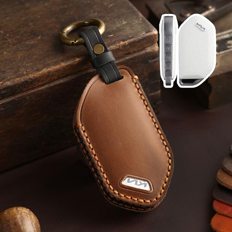 For Kia K3 / K5 2024 Hallmo Crazy Horse Cowhide Car Key Protection Cover