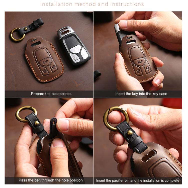 For Kia K3 / K5 2024 Hallmo Crazy Horse Cowhide Car Key Protection Cover