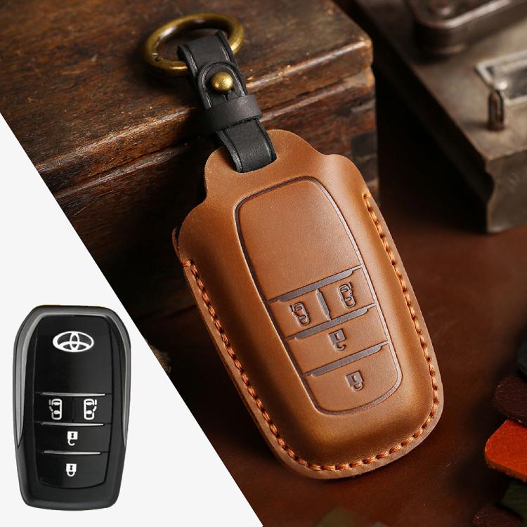 For Toyota Alphard Hallmo Crazy Horse Cowhide Car Key Protection Cover