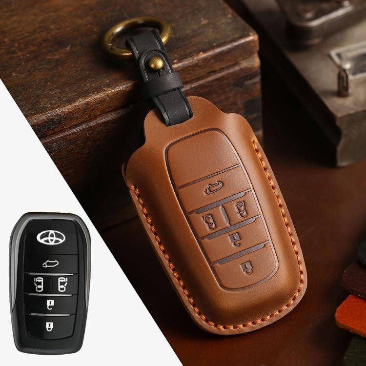 For Toyota Alphard Hallmo Crazy Horse Cowhide Car Key Protection Cover