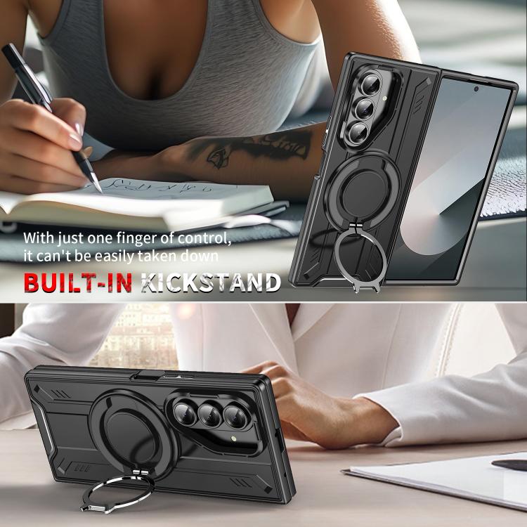 For Samsung Galaxy Z Fold7 5G Rotating Ring Holder Magnetic MagSafe Phone Case