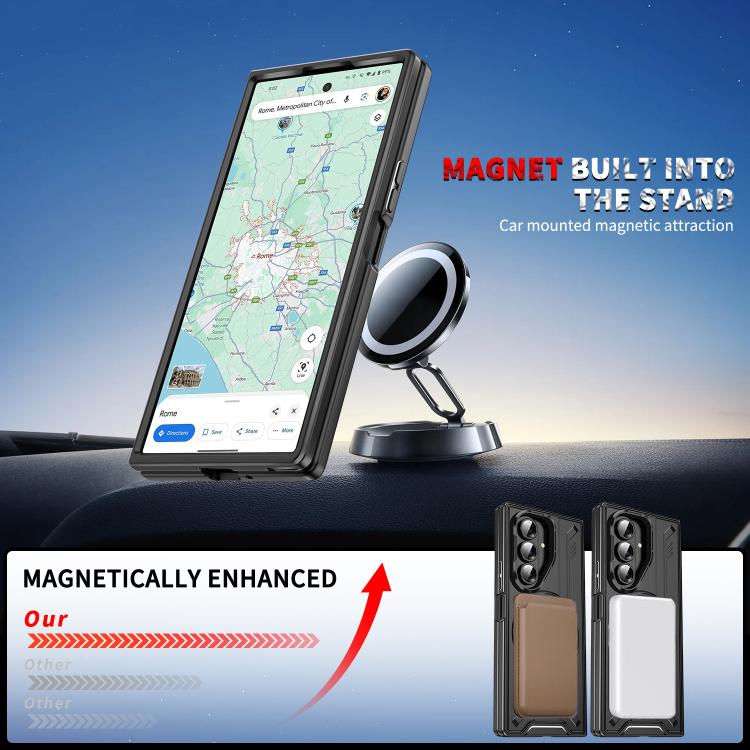 For Samsung Galaxy Z Fold7 5G Rotating Ring Holder Magnetic MagSafe Phone Case