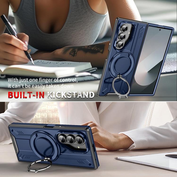 For Samsung Galaxy Z Fold7 5G Rotating Ring Holder Magnetic MagSafe Phone Case