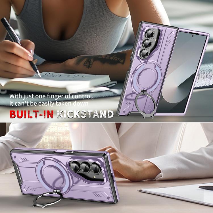 For Samsung Galaxy Z Fold7 5G Rotating Ring Holder Magnetic MagSafe Phone Case