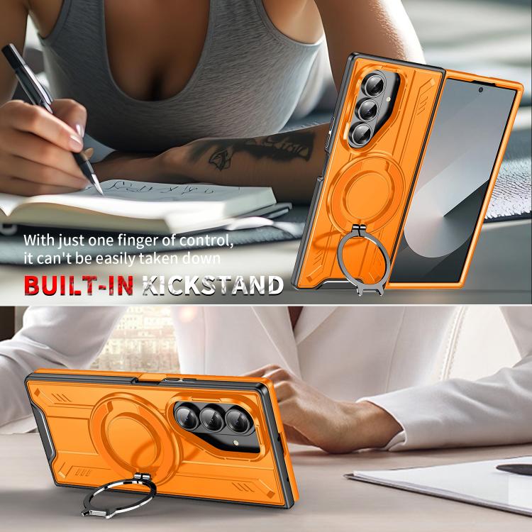 For Samsung Galaxy Z Fold7 5G Rotating Ring Holder Magnetic MagSafe Phone Case