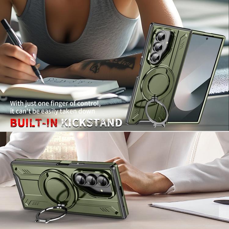 For Samsung Galaxy Z Fold7 5G Rotating Ring Holder Magnetic MagSafe Phone Case