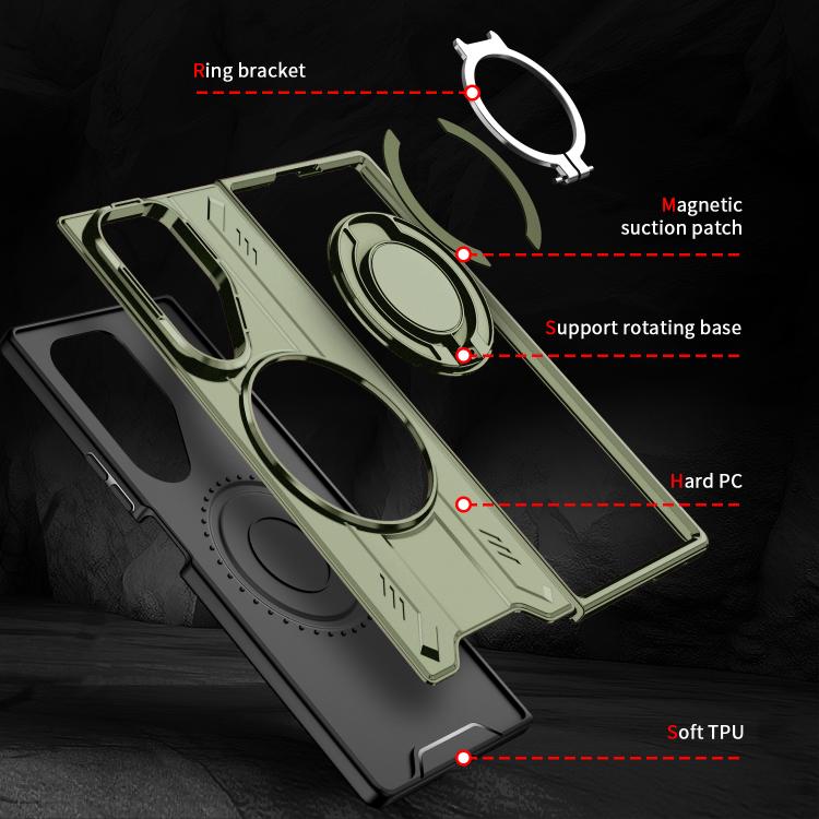For Samsung Galaxy Z Fold7 5G Rotating Ring Holder Magnetic MagSafe Phone Case