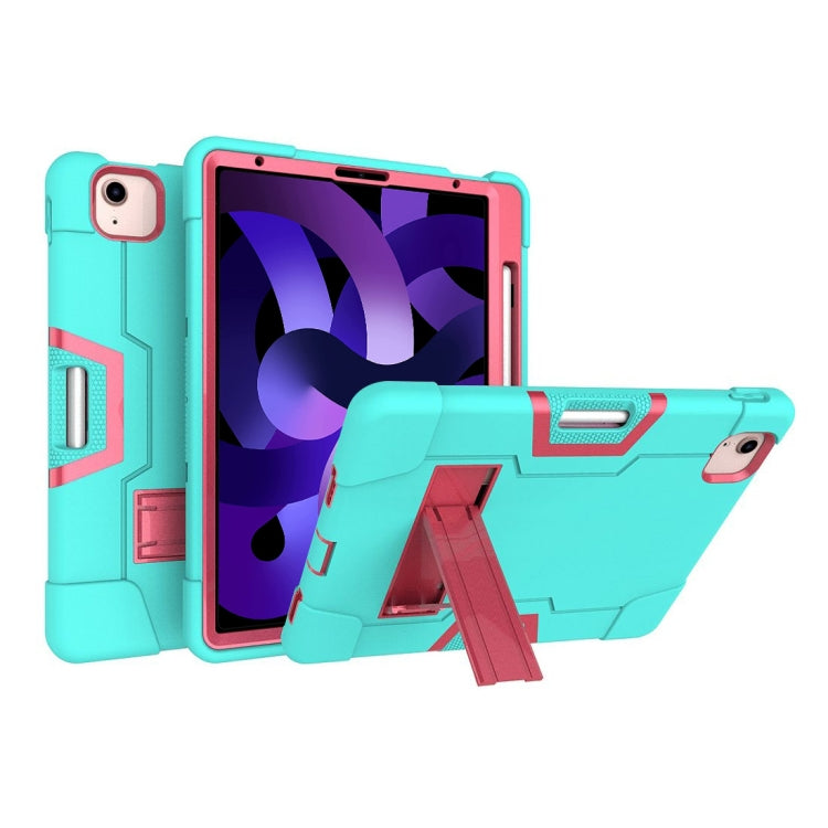 For iPad Air 2022 / 2020 10.9 Contrast Color Robot Shockproof Silicon + PC Protective Case with Holder & Pen Slot