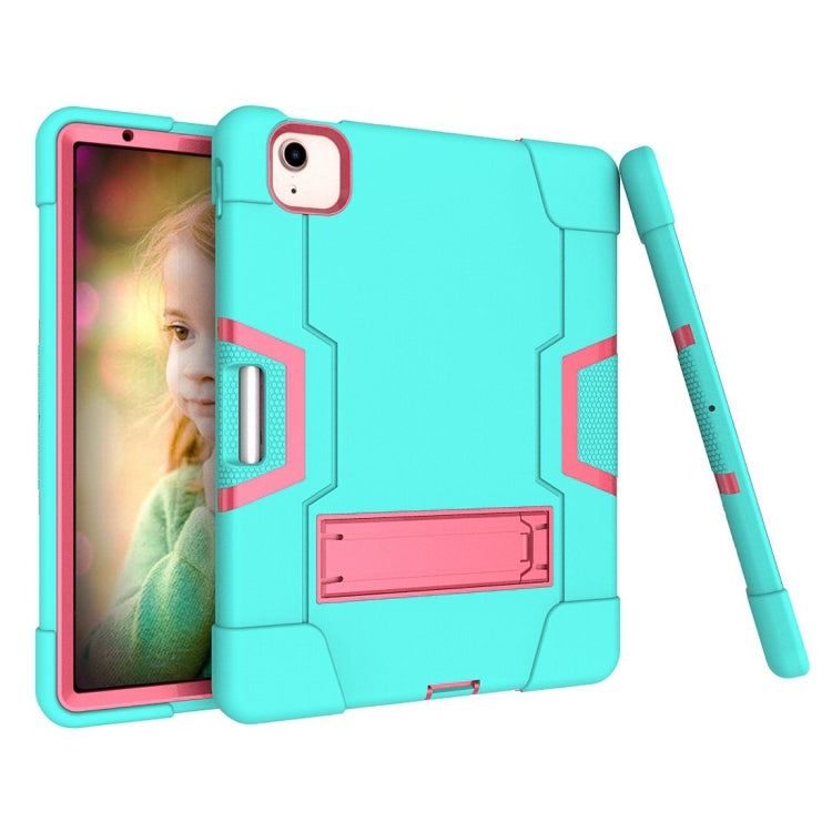 For iPad Air 2022 / 2020 10.9 Contrast Color Robot Shockproof Silicon + PC Protective Case with Holder & Pen Slot