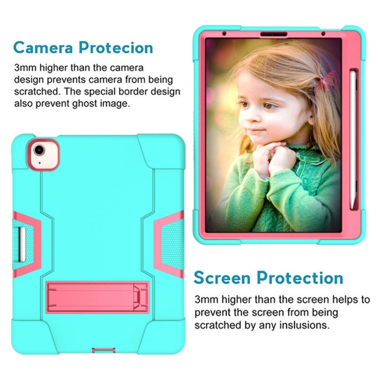 For iPad Air 2022 / 2020 10.9 Contrast Color Robot Shockproof Silicon + PC Protective Case with Holder & Pen Slot