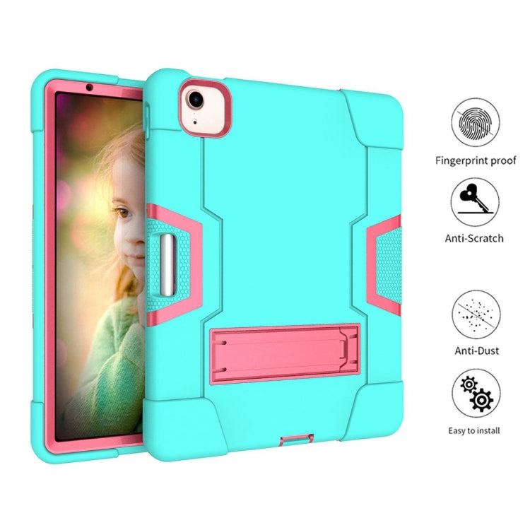 For iPad Air 2022 / 2020 10.9 Contrast Color Robot Shockproof Silicon + PC Protective Case with Holder & Pen Slot