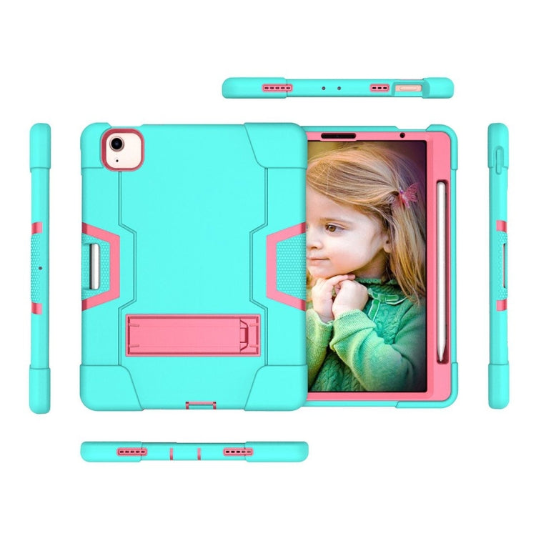 For iPad Air 2022 / 2020 10.9 Contrast Color Robot Shockproof Silicon + PC Protective Case with Holder & Pen Slot