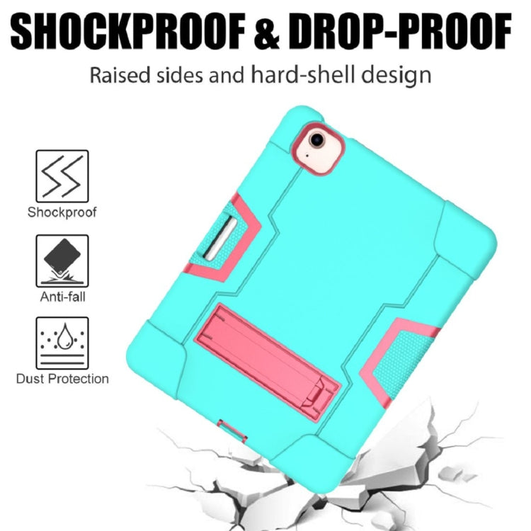 For iPad Air 2022 / 2020 10.9 Contrast Color Robot Shockproof Silicon + PC Protective Case with Holder & Pen Slot