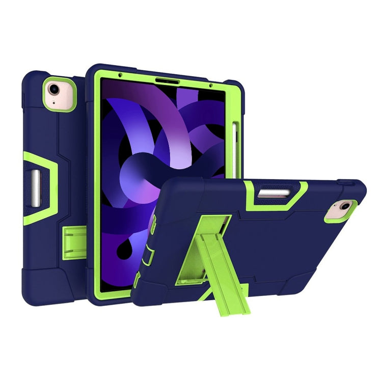 For iPad Air 2022 / 2020 10.9 Contrast Color Robot Shockproof Silicon + PC Protective Case with Holder & Pen Slot