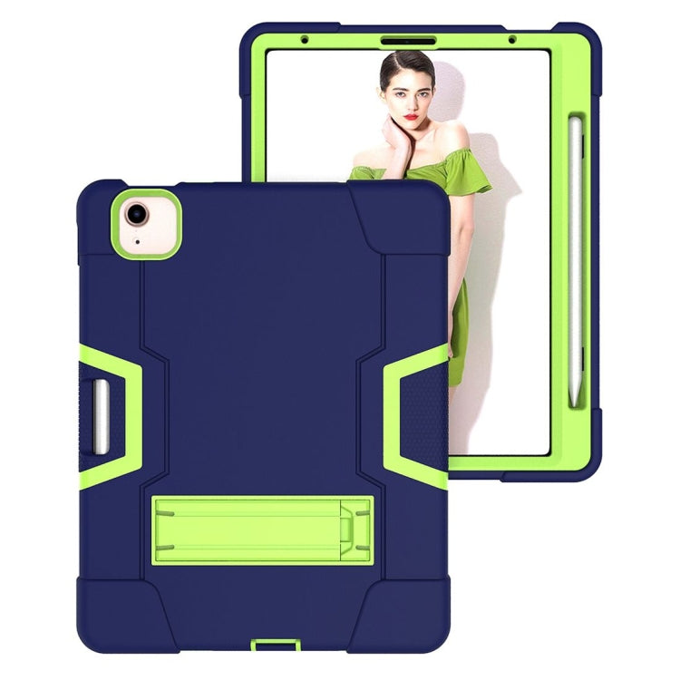 For iPad Air 2022 / 2020 10.9 Contrast Color Robot Shockproof Silicon + PC Protective Case with Holder & Pen Slot