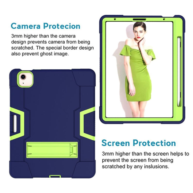 For iPad Air 2022 / 2020 10.9 Contrast Color Robot Shockproof Silicon + PC Protective Case with Holder & Pen Slot