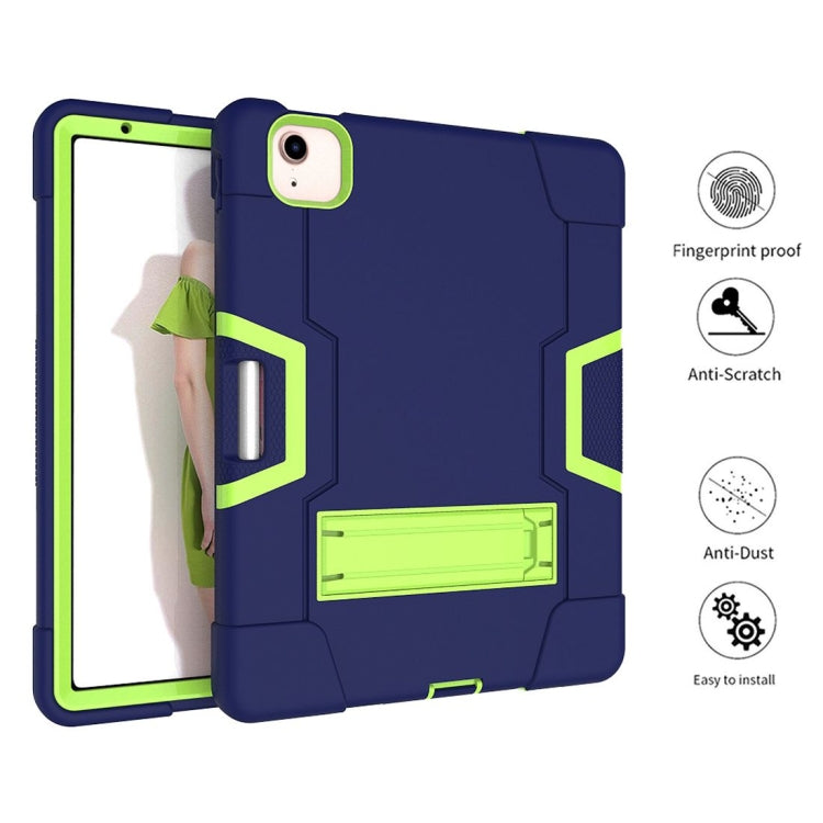 For iPad Air 2022 / 2020 10.9 Contrast Color Robot Shockproof Silicon + PC Protective Case with Holder & Pen Slot