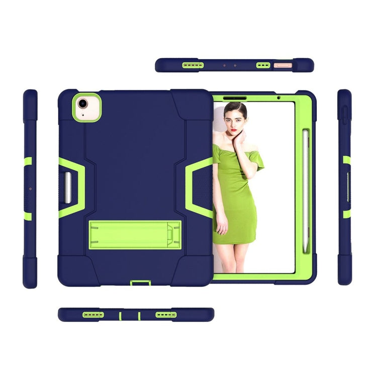 For iPad Air 2022 / 2020 10.9 Contrast Color Robot Shockproof Silicon + PC Protective Case with Holder & Pen Slot