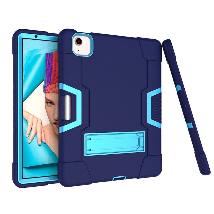 For iPad Air 2022 / 2020 10.9 Contrast Color Robot Shockproof Silicon + PC Protective Case with Holder & Pen Slot