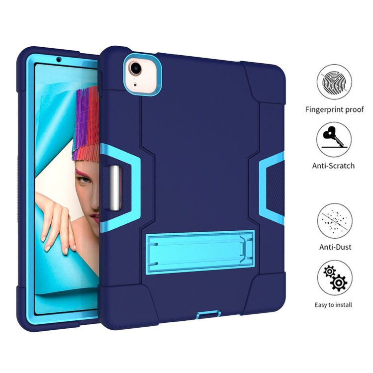 For iPad Air 2022 / 2020 10.9 Contrast Color Robot Shockproof Silicon + PC Protective Case with Holder & Pen Slot