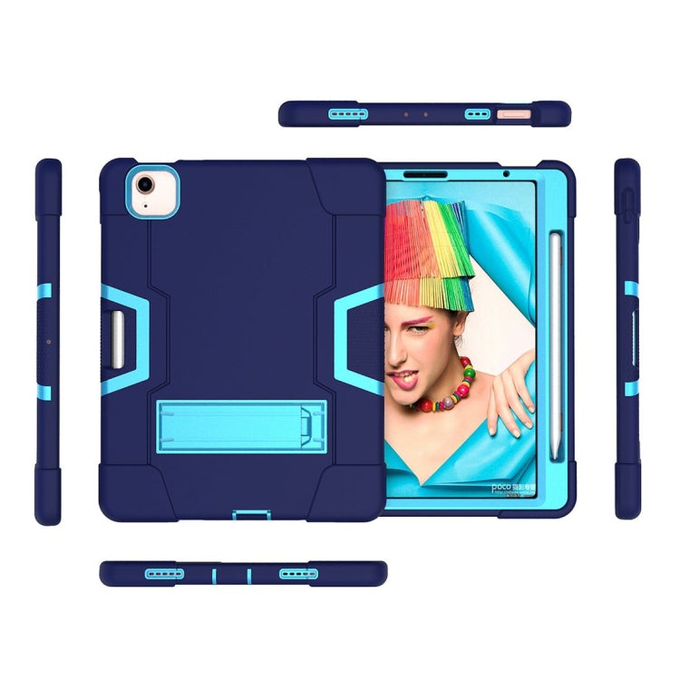 For iPad Air 2022 / 2020 10.9 Contrast Color Robot Shockproof Silicon + PC Protective Case with Holder & Pen Slot