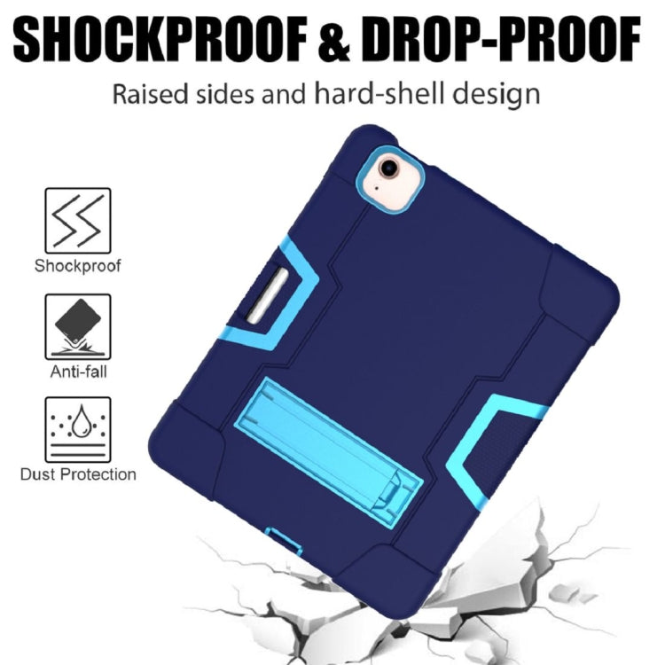 For iPad Air 2022 / 2020 10.9 Contrast Color Robot Shockproof Silicon + PC Protective Case with Holder & Pen Slot