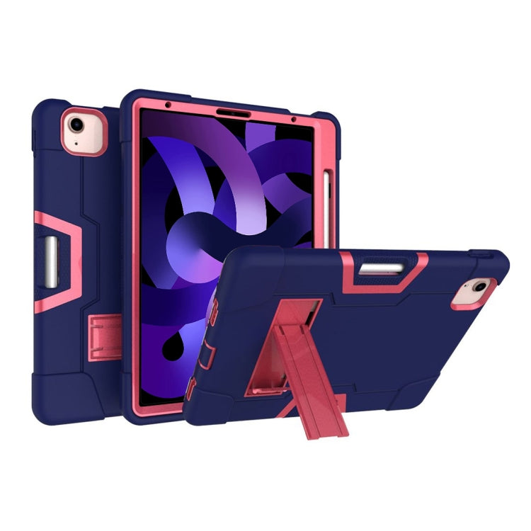 For iPad Air 2022 / 2020 10.9 Contrast Color Robot Shockproof Silicon + PC Protective Case with Holder & Pen Slot