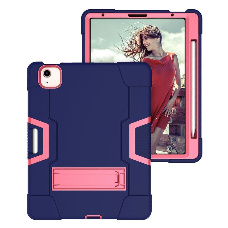 For iPad Air 2022 / 2020 10.9 Contrast Color Robot Shockproof Silicon + PC Protective Case with Holder & Pen Slot
