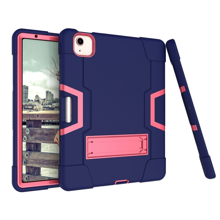 For iPad Air 2022 / 2020 10.9 Contrast Color Robot Shockproof Silicon + PC Protective Case with Holder & Pen Slot